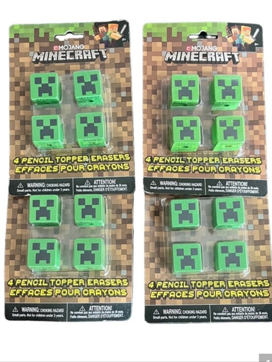 Other - Mojang Minecraft Creeper Pencil Topper Erasers - Green (Set of 16)